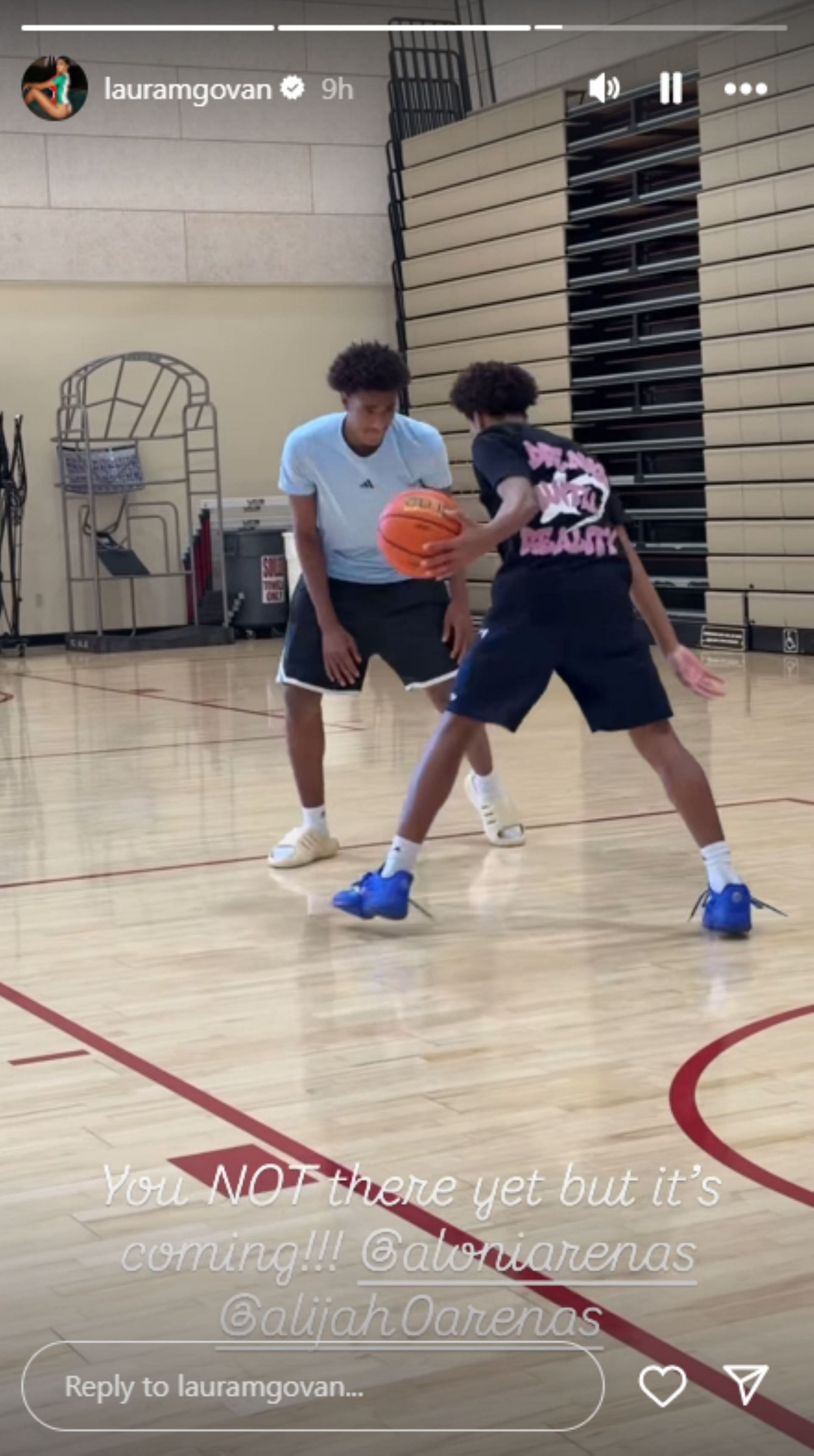 Laura Govan shares videos of Alijah Arenas practicing with his younger brother (Image via Instagram @lauramgovan)